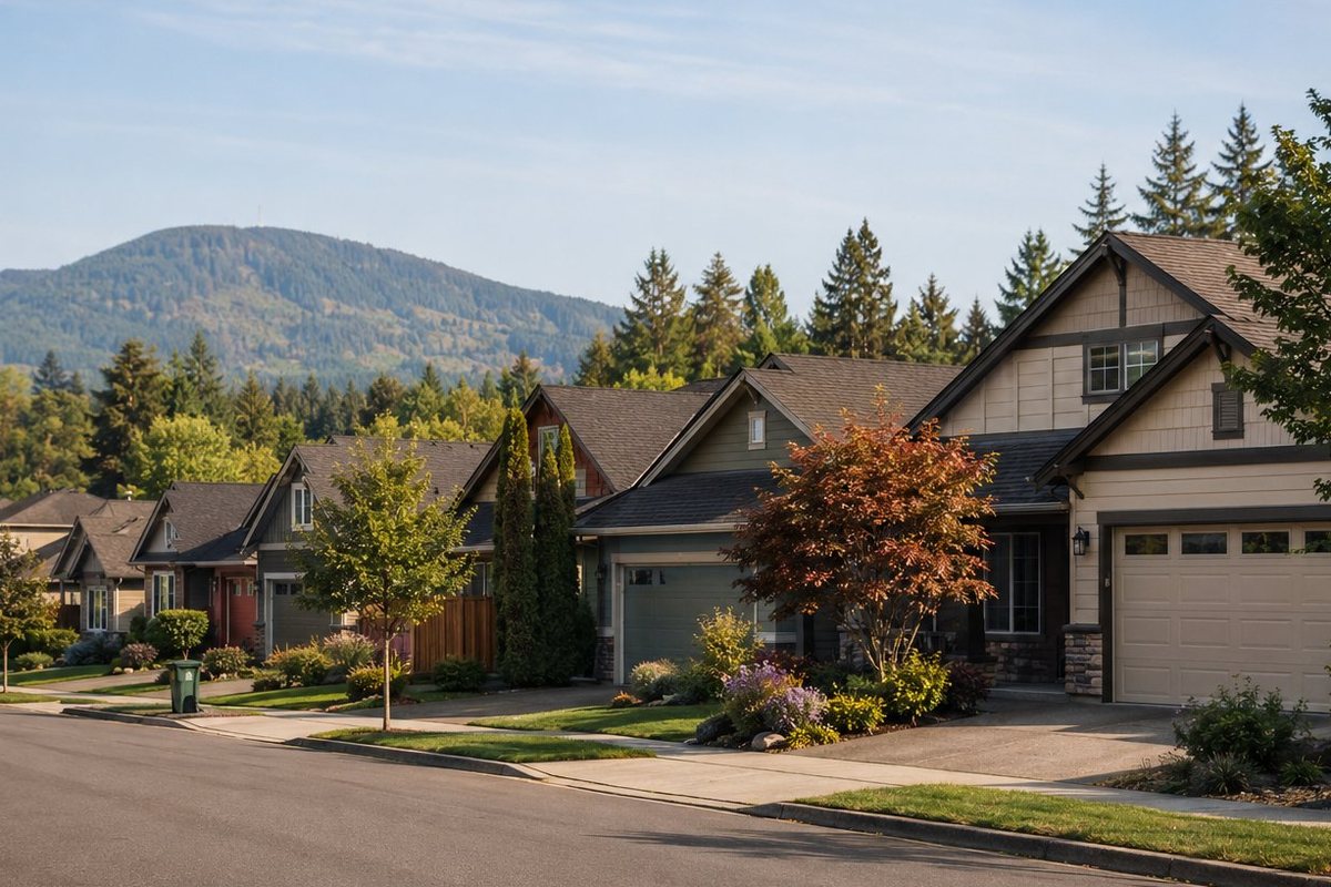 Riverside residential neighborhood in Milwaukie, Oregon