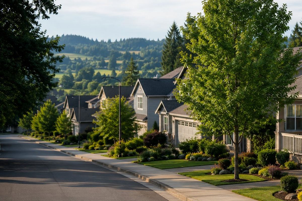 Historic hillside homes in Oregon City, Oregon